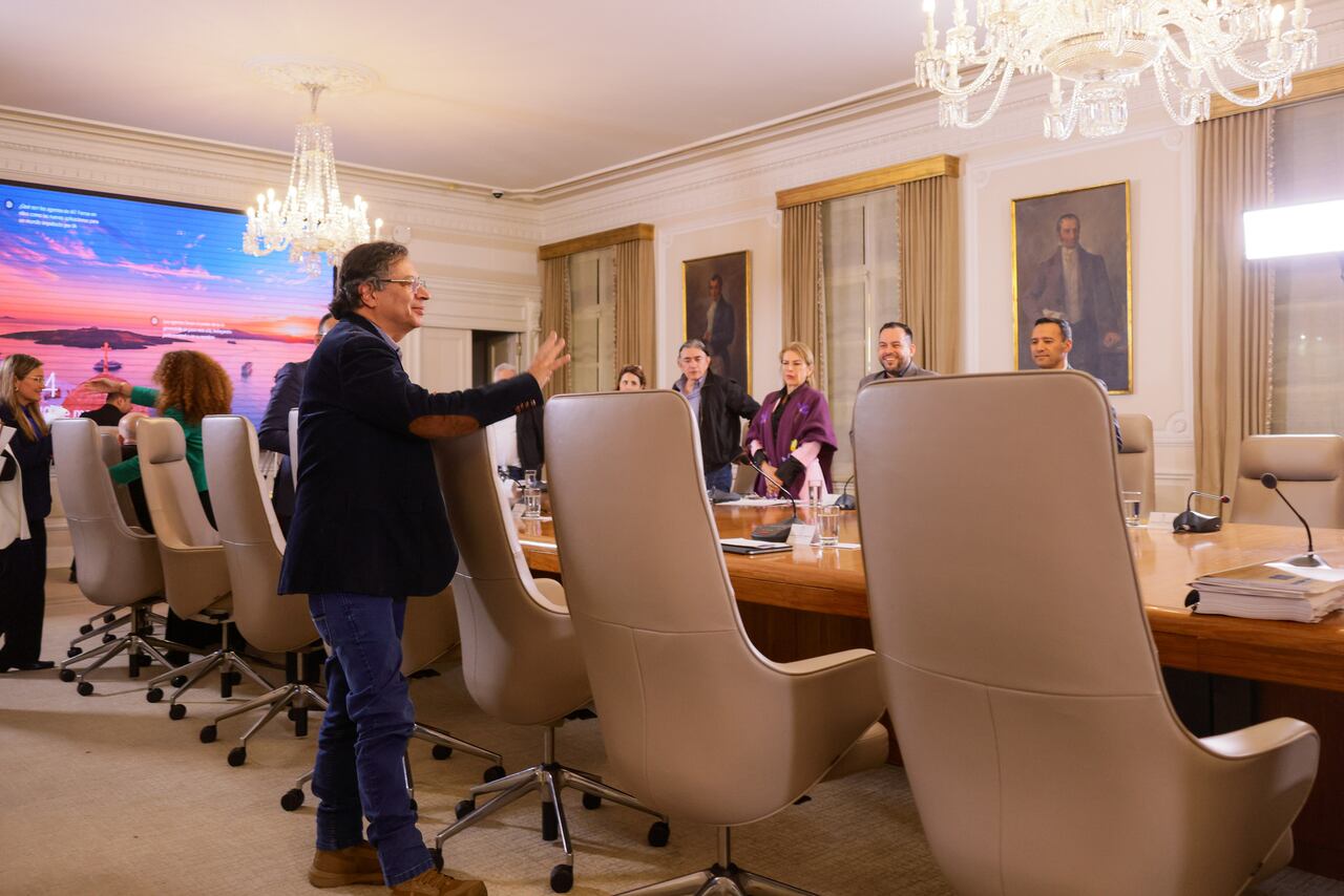 El presidente de Colombia, Gustavo Petro, el 10 de marzo de 2025 en el consejo de ministros adelantado en la Casa de Nariño, en Bogotá