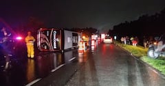 Bus de la empresa Concorde se volcó en la vía Tunja-Bogotá