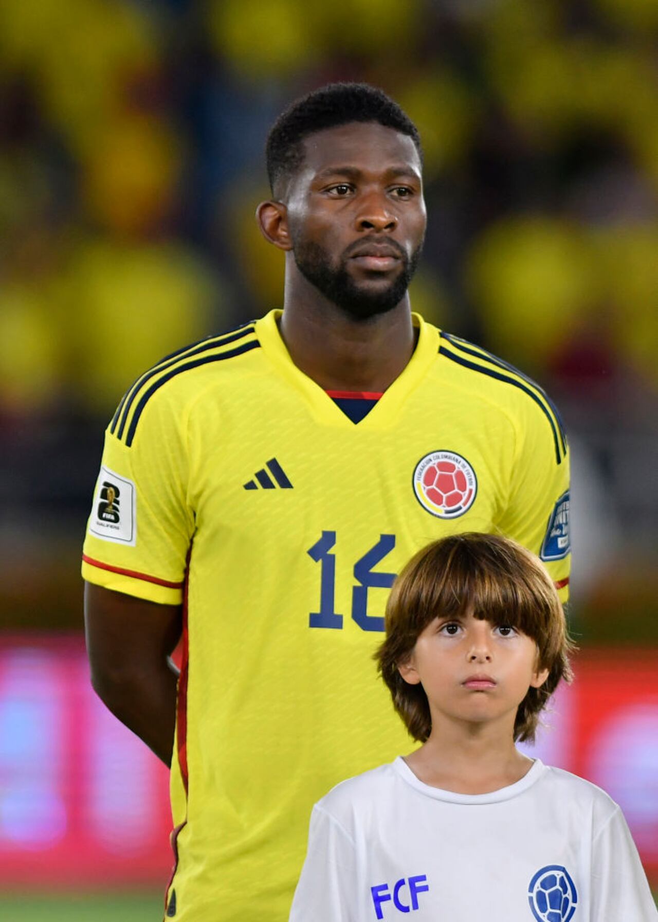 BARRANQUILLA, COLOMBIA - SEPTEMBER 07: Jefferson Lerma of Colombia lines up prior a FIFA World Cup 2026 Qualifier match between Colombia and Venezuela at Metropolitano Stadium on September 07, 2023 in Barranquilla, Colombia. (Photo by Gabriel Aponte/Getty Images)