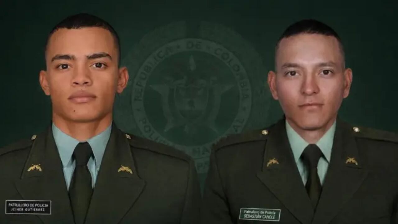 Jeiner Gutiérrez Cepeda y Sebastián Canole Beltrán, patrulleros adscritos a la Dirección de Carabineros y Protección Ambiental de la Policía Nacional.