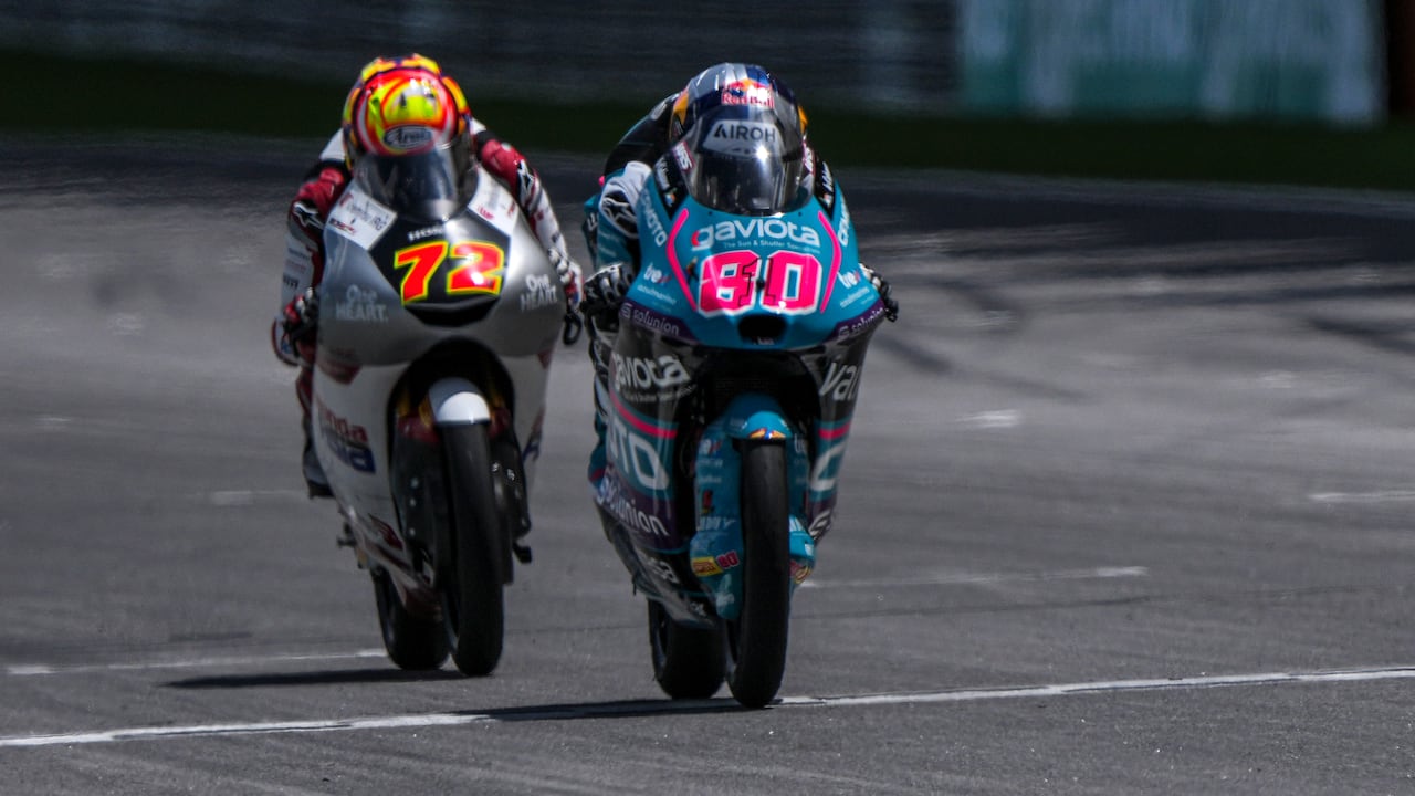El polito David Alonso durante una de sus carreras de la temporada 2024 en el Moto3.