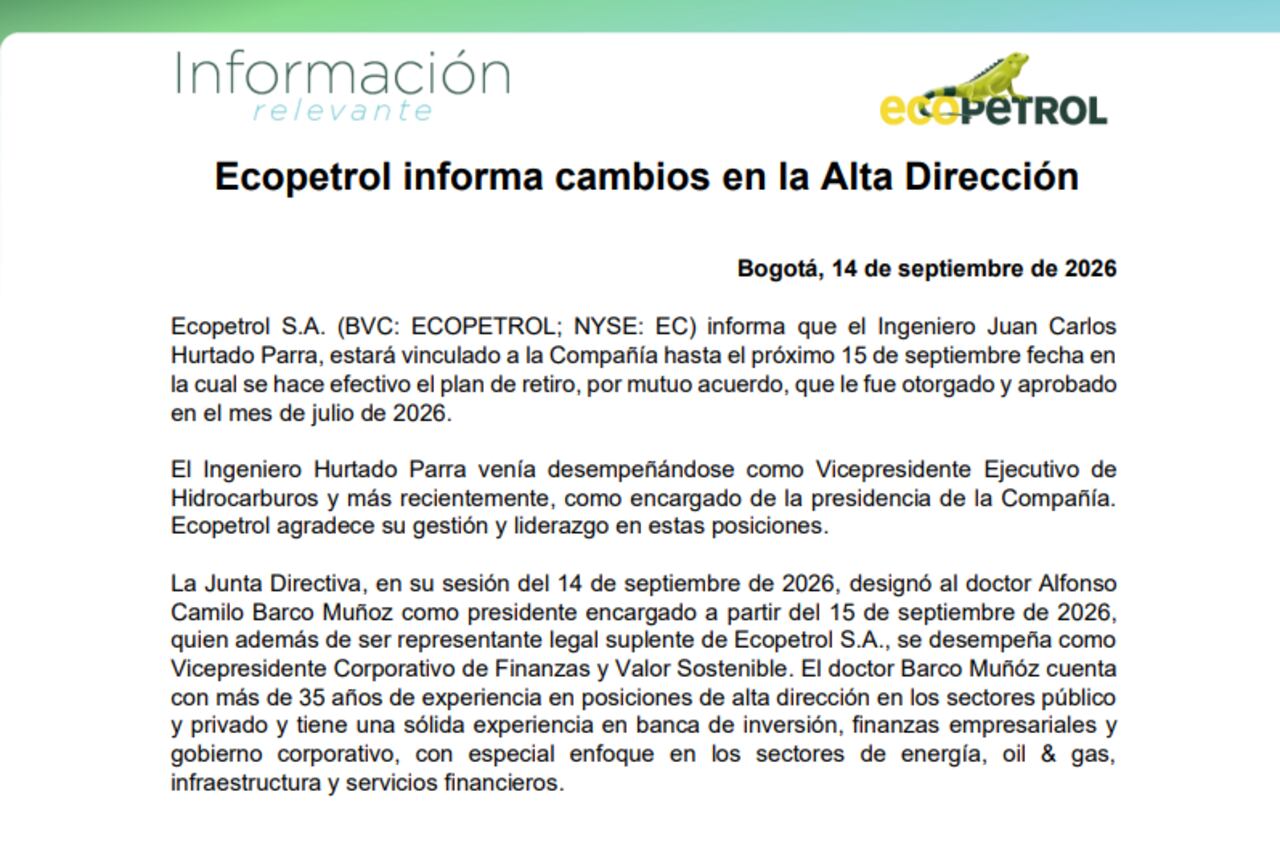 Comunicado Ecopetrol