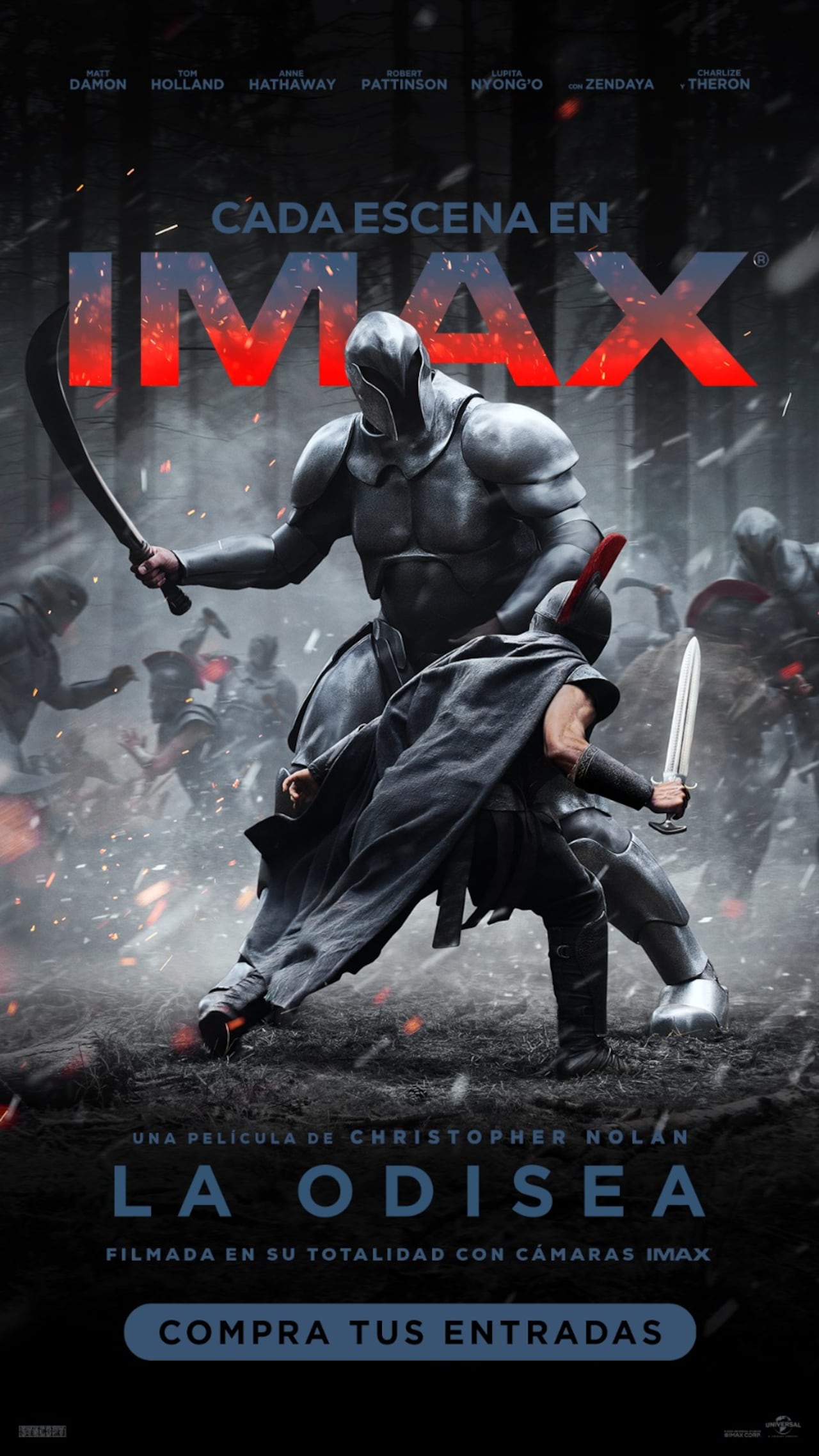 La Odisea combina la tecnología IMAX, sonido inmersivo y una propuesta visual diseñada por Christopher Nolan para la gran pantalla.