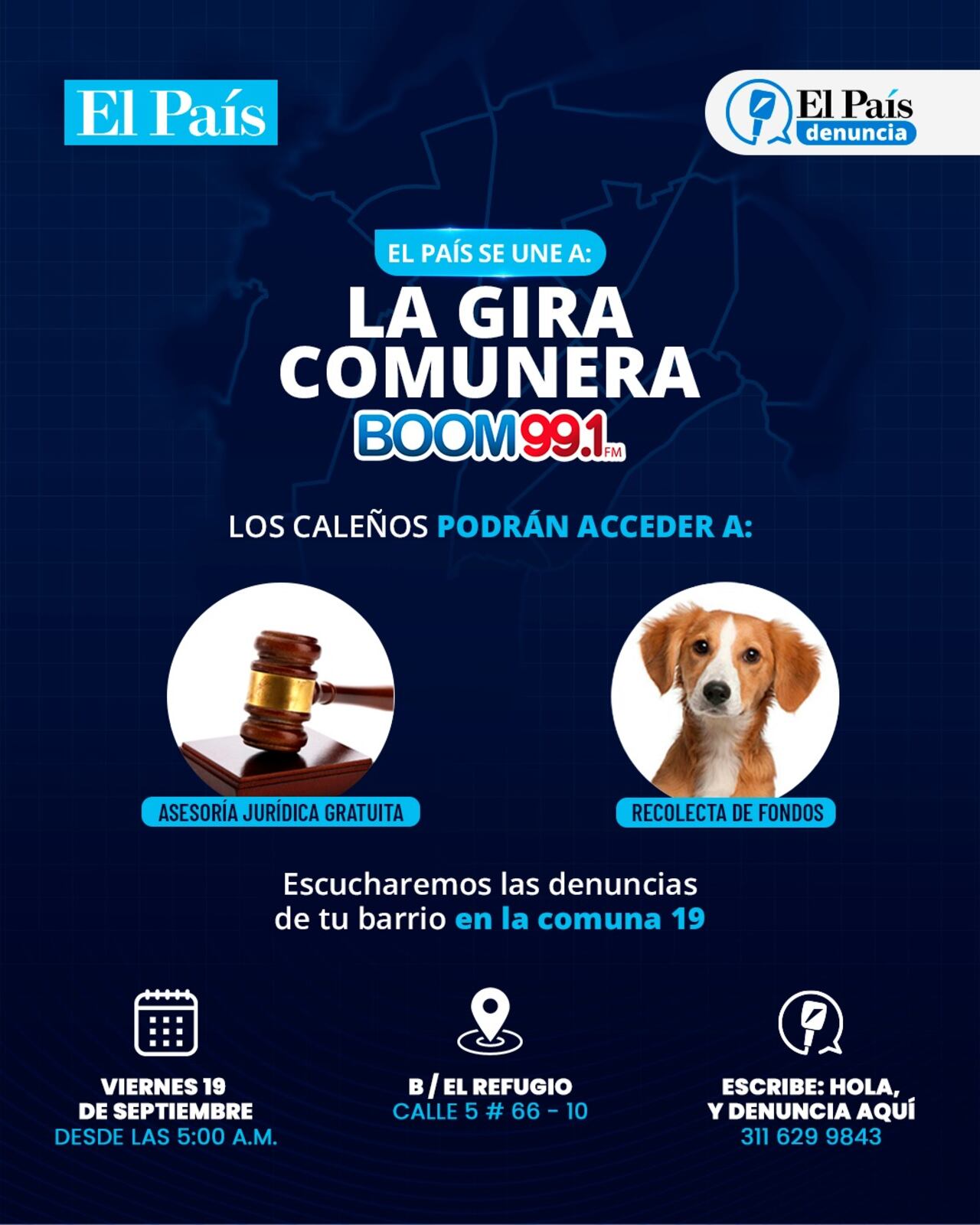 Desde las primeras horas de este viernes, 19 de septiembre, los habitantes de la Comuna 19 de Cali participarán en la Gira Comunera, una iniciativa social de la emisora Boom 99.1 FM en alianza con El País.