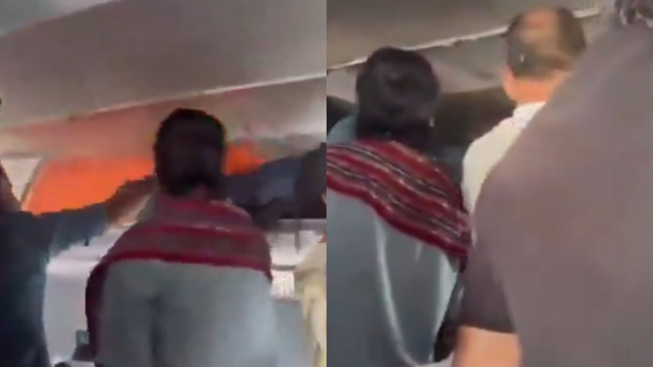 Una batería externa se incendió dentro del compartimento superior de un avión.