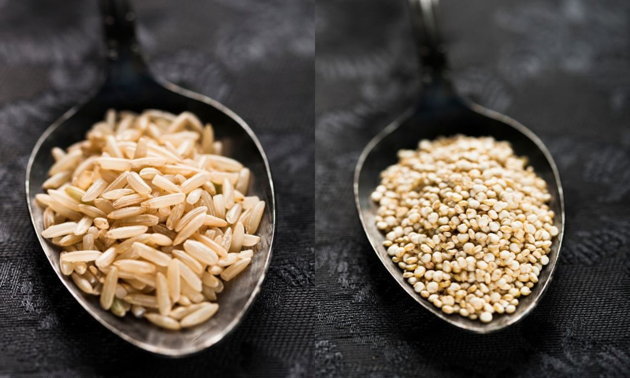 Arroz integral o quinoa.