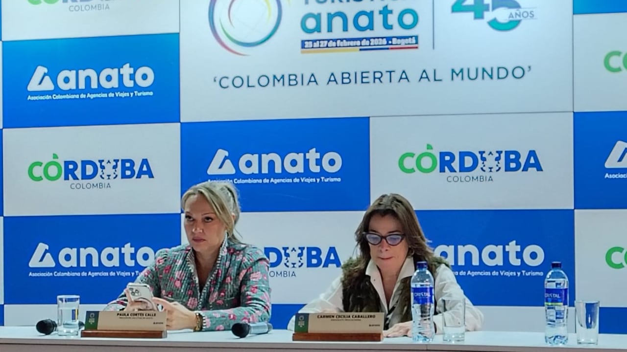 La presidenta de Anato, Paula Cortés, y la presidenta de Procolombia, Carmen Caballero, dieron rueda de prensa al final de Anato.