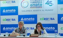 La presidenta de Anato, Paula Cortés, y la presidenta de Procolombia, Carmen Caballero, dieron rueda de prensa al final de Anato.