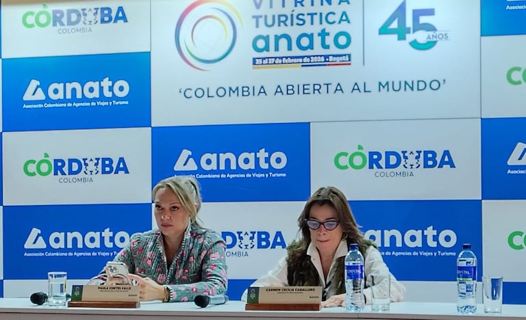 La presidenta de Anato, Paula Cortés, y la presidenta de Procolombia, Carmen Caballero, dieron rueda de prensa al final de Anato.