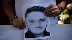 Periodistas rinden homenaje al periodista asesinado Mateo Pérez y condenan su homicidio en Medellín, departamento de Antioquia, Colombia, el 9 de mayo de 2026.
