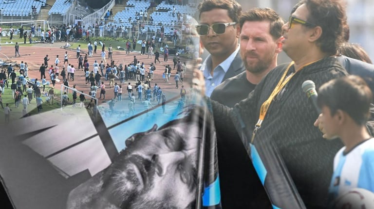 Fanáticos enojados recurren al vandalismo en el Estadio Salt Lake en Calcuta tras breve visita de Lionel Messi.