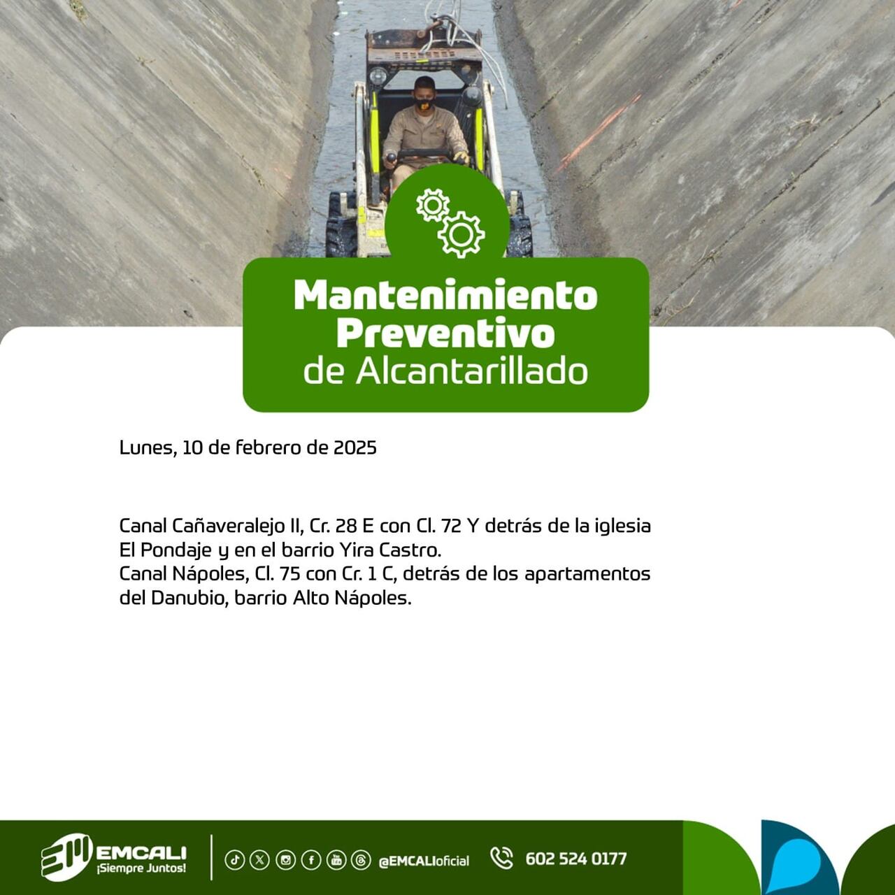 Mantenimiento de alcantarillado en Cali para este lunes, 10 de febrero.