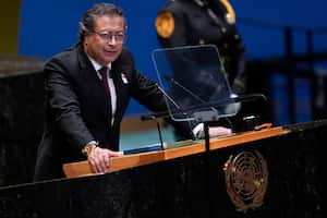 Gustavo Petro, President of Colombia, addresses the 79th session of the United Nations General Assembly at United Nations headquarters, Tuesday, Sept. 24, 2024. (AP Photo/Seth Wenig)