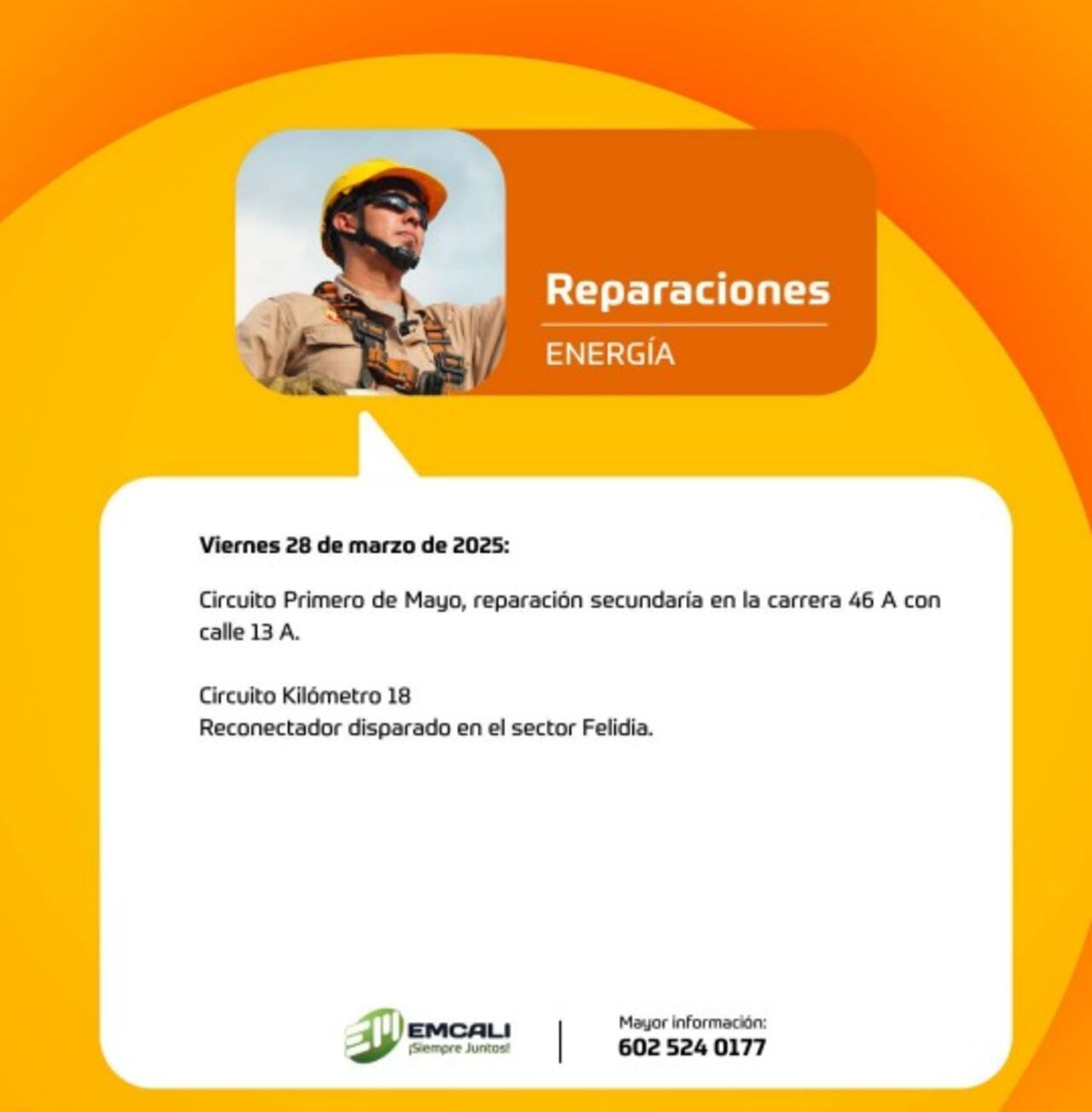 Reparaciones y mantenimiento Emcali para este viernes 28 de marzo
