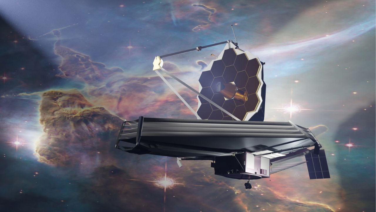 Telescopio James Webb en el espacio exterior.