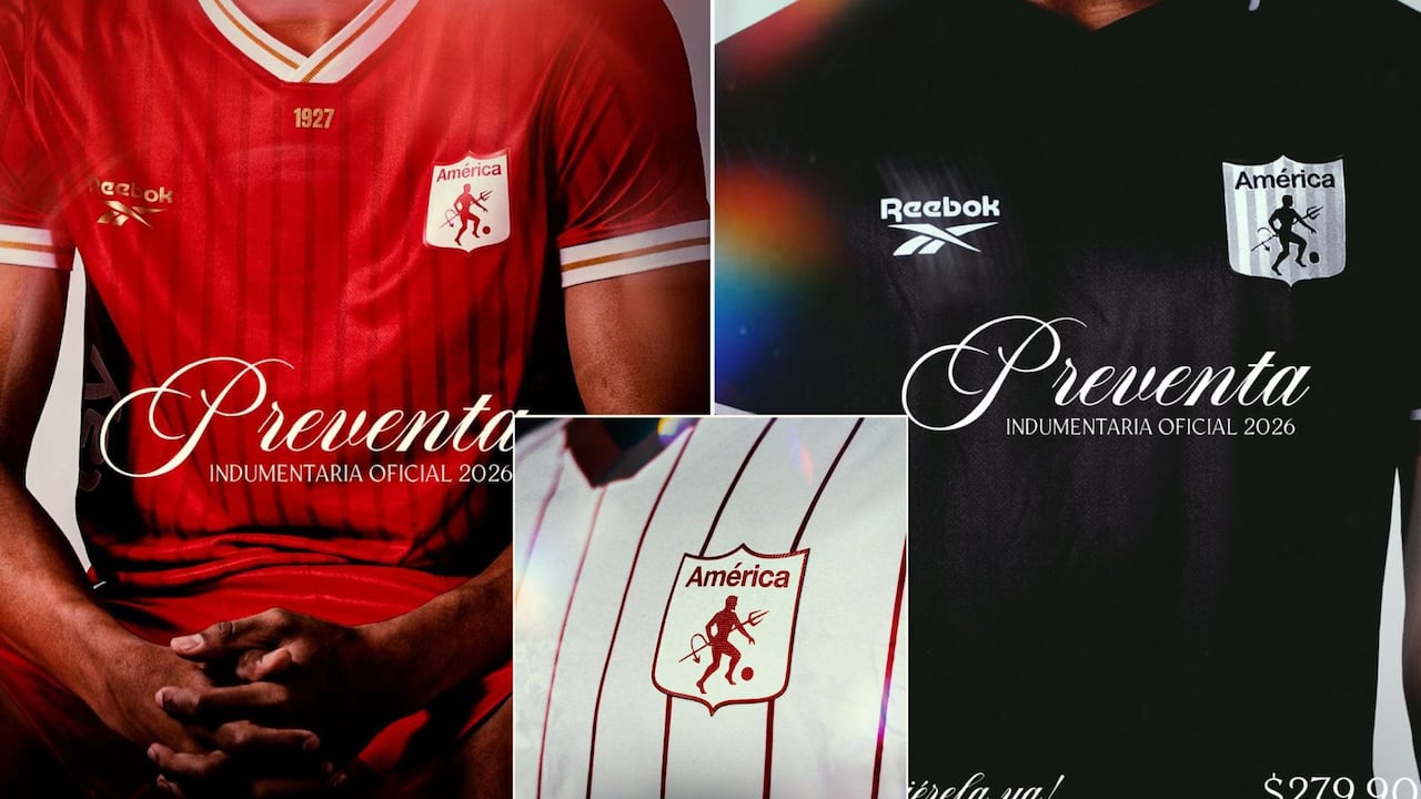 Imagen de las nuevas camisetas del América de Cali para este 2026.