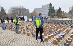 11 toneladas de cocaína incautadas. La droga salió desde Colombia (Photo by Alfons LUNA / AFP) /