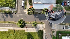 Uno de los vehículos involucrados en el accidente terminó volcado en la intersección de la Calle 59 con Carrera 98 C, generando preocupación entre los residentes.