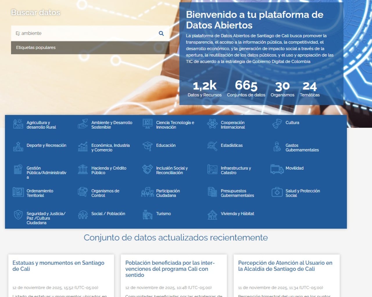 Así luce el portal de la Gobernación “Valle Transparente”.