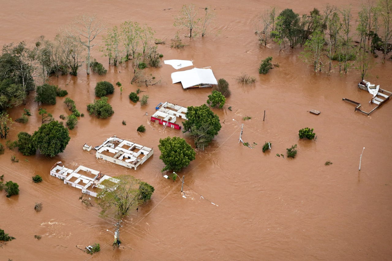 Vista aérea del área afectada por un ciclón extratropical en Muçum, estado de Rio Grande do Sul, Brasil, tomada el 5 de septiembre de 2023.