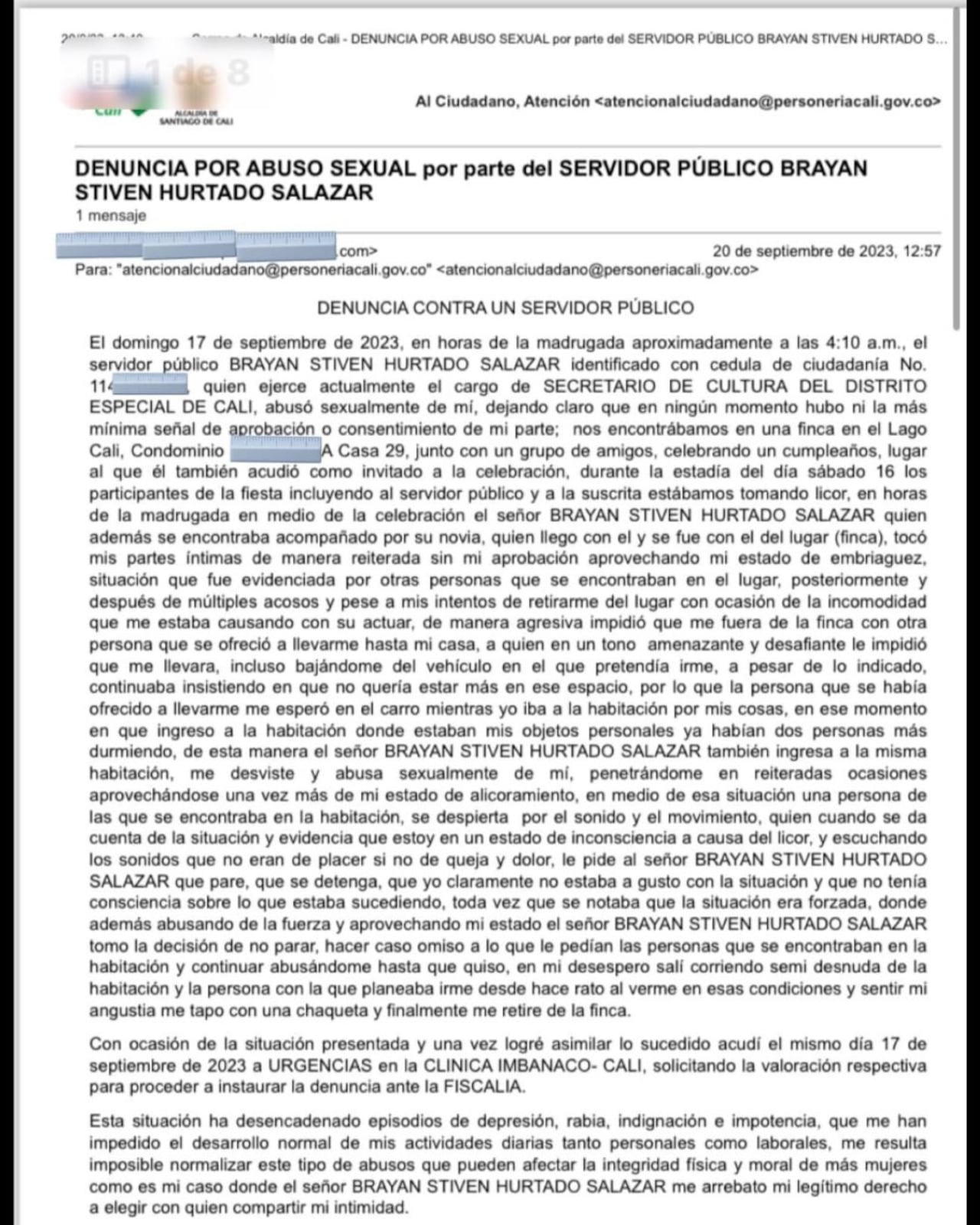 Esta es la narración de los hechos, que ha sido publicada en redes sociales.