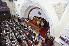 Vista general del interior de la Asamblea Nacional durante una sesión para discutir un proyecto de ley de amnistía propuesto por la presidenta interina de Venezuela, Delcy Rodríguez, en Caracas el 5 de febrero de 2026.