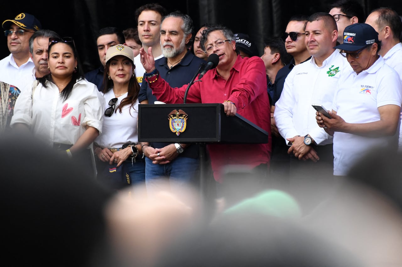 El presidente de la República, Gustavo Petro, durante un discurso en Medellín, en el marco del Día del Trabajo.