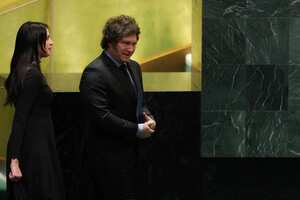 Argentina's President Javier Milei arrives to speak during the 79th Session of the United Nations General Assembly at the United Nations headquarters in New York City on September 24, 2024. (Photo by Charly TRIBALLEAU / AFP)