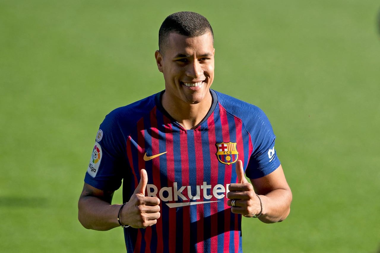 Jeison Murillo en su presentación con el FC Barcelona en diciembre de 2018.