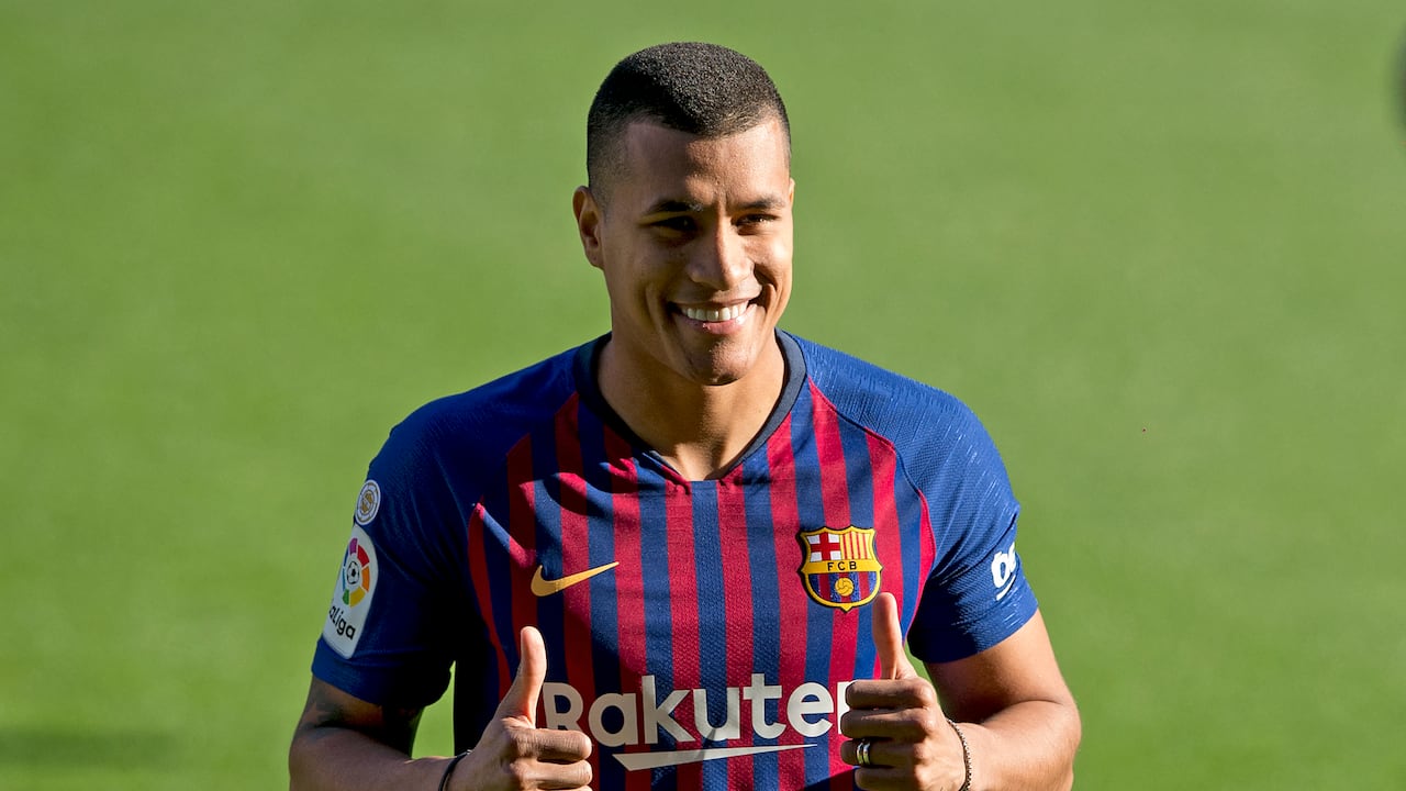 Jeison Murillo en su presentación con el FC Barcelona en diciembre de 2018.
