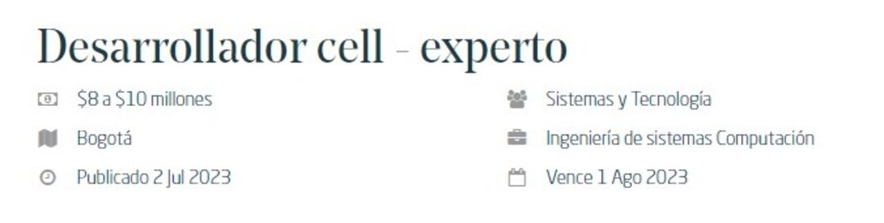 Empresa española busca Desarrollador Cell Experto