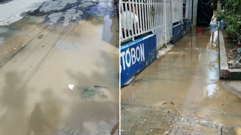 Habitantes del barrio José Holguín Garcés denunciaron que la fuga de agua comenzó durante el puente festivo y aseguran que este tipo de daños se ha repetido en el mismo punto.
