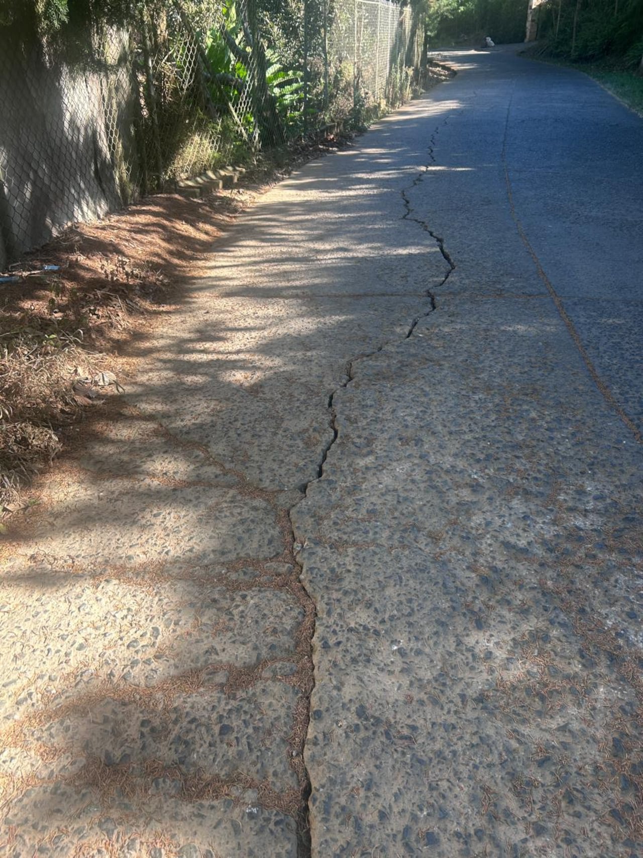 Vía en la vereda Alto Dapa, en el corregimiento de Dapa afectada por el sismo.