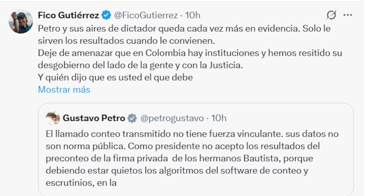 Fico reaccionó ante mensaje de Petro.