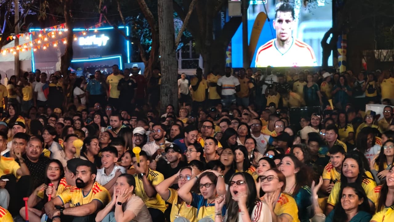 Aficionados caleños disfrutando del partido de la Selección Colombia frente a Ghana.