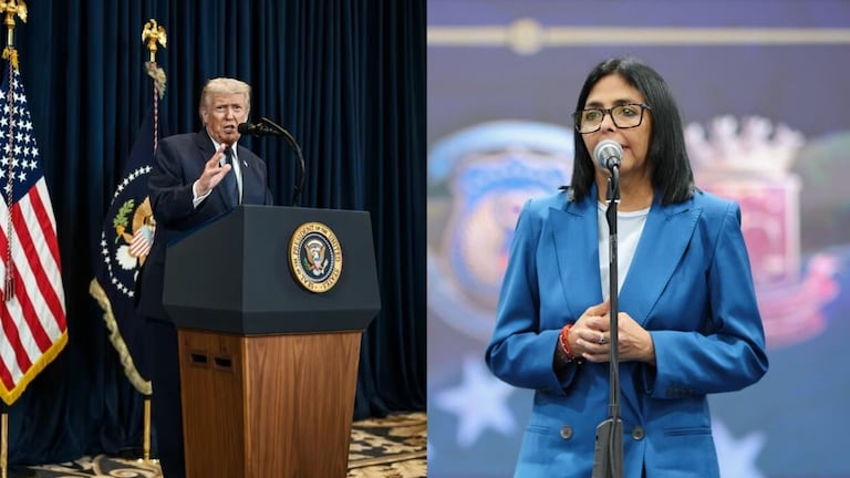Donald Trump y Delcy Rodríguez.