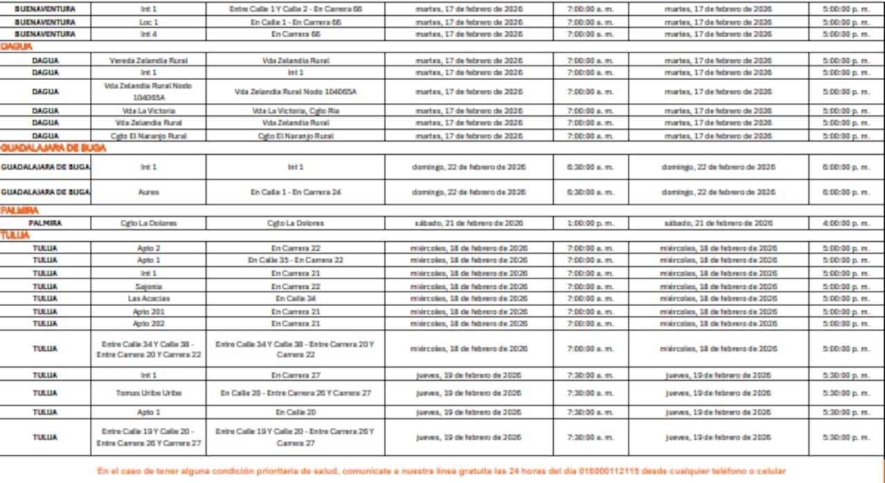 Cortes de energía programados por Celsia
