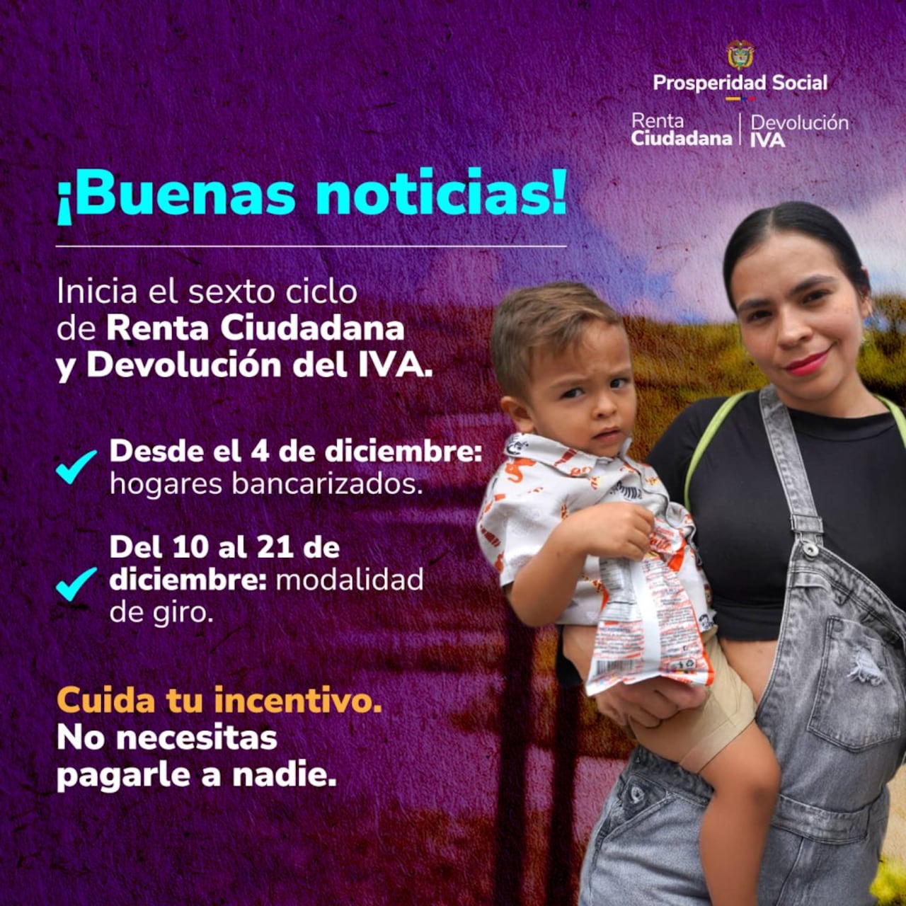 Prosperidad Social inicia sexto ciclo de transferencias de Renta Ciudadana y Devolución del IVA