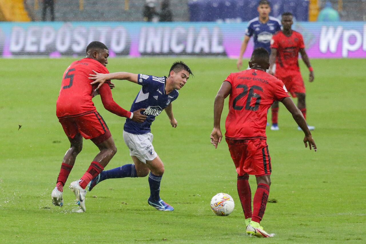 Imagen del partido entre Millonarios y América de Cali por la fecha 2 del cuadrangular semifinal del Grupo B.
