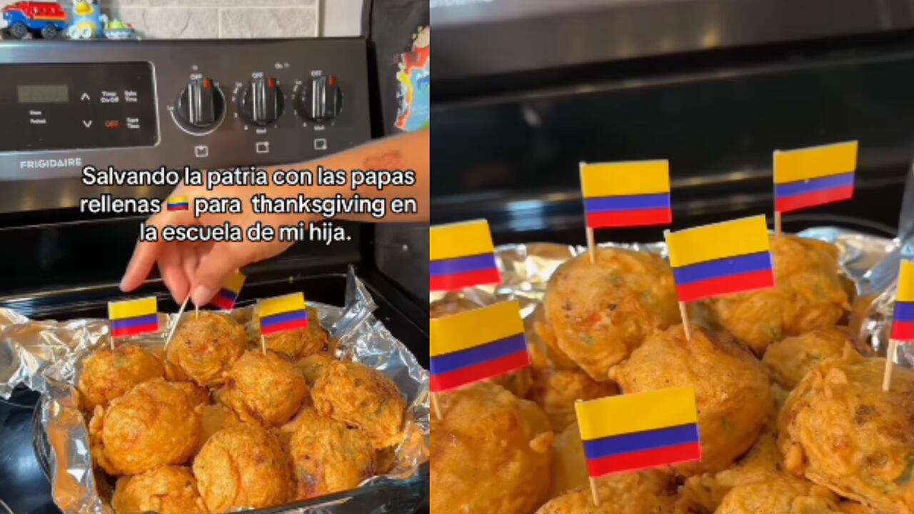 El video que registró la jornada comienza con la preparación de las papas rellenas.