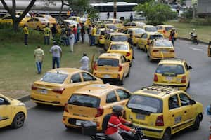 En el sector de sameco en Cali,paro de taxistas