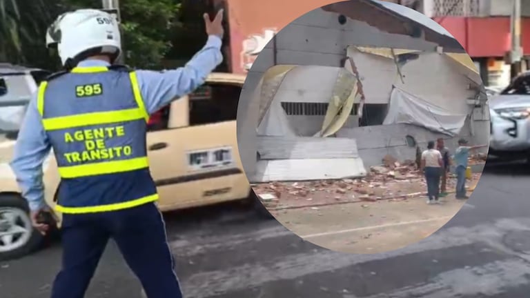 Agentes de tránsito implementan el cierre preventivo en la Avenida 8 Norte con Calle 15 para facilitar el paso de maquinaria pesada.