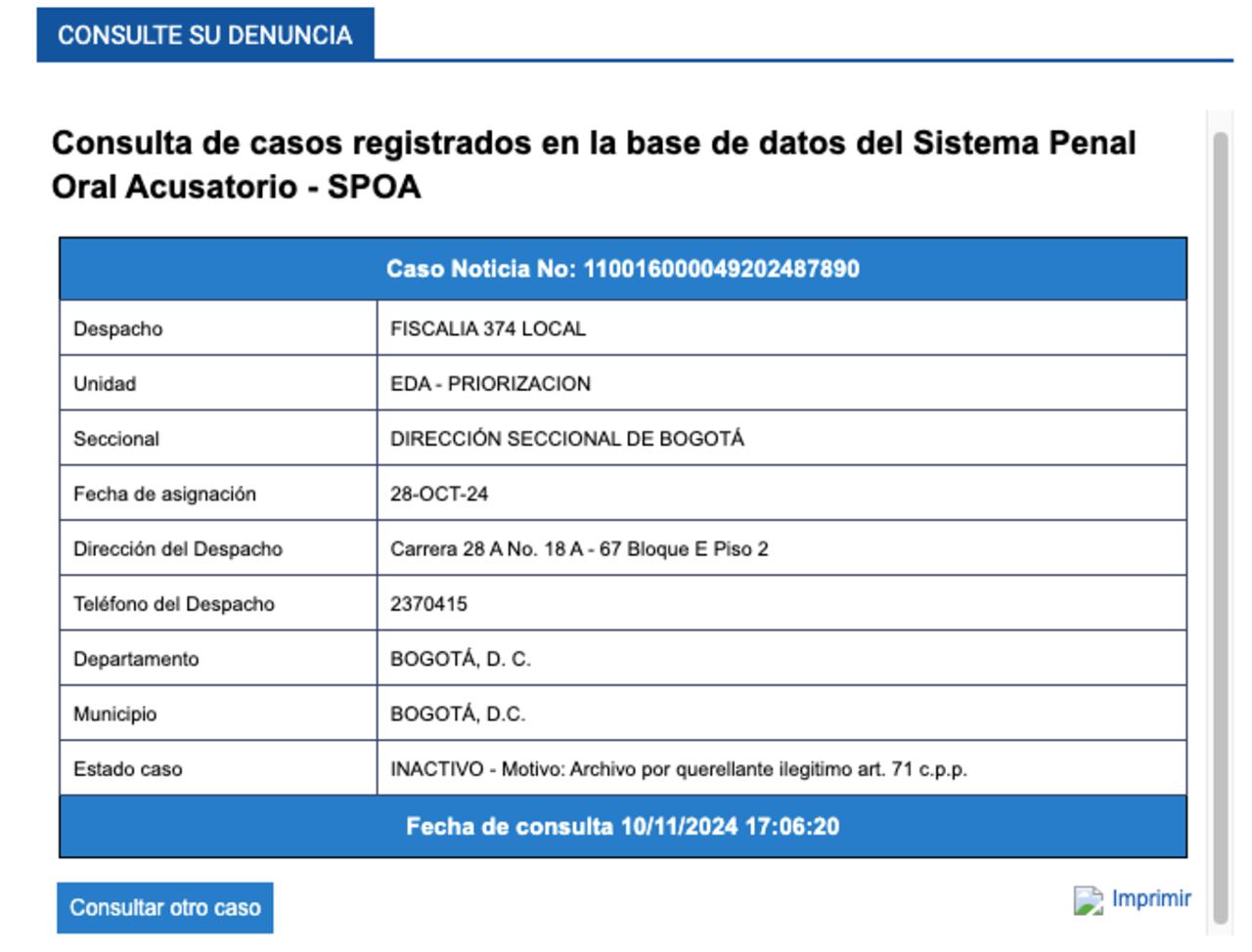 Archivo de la denuncia contra Vicky Dávila
