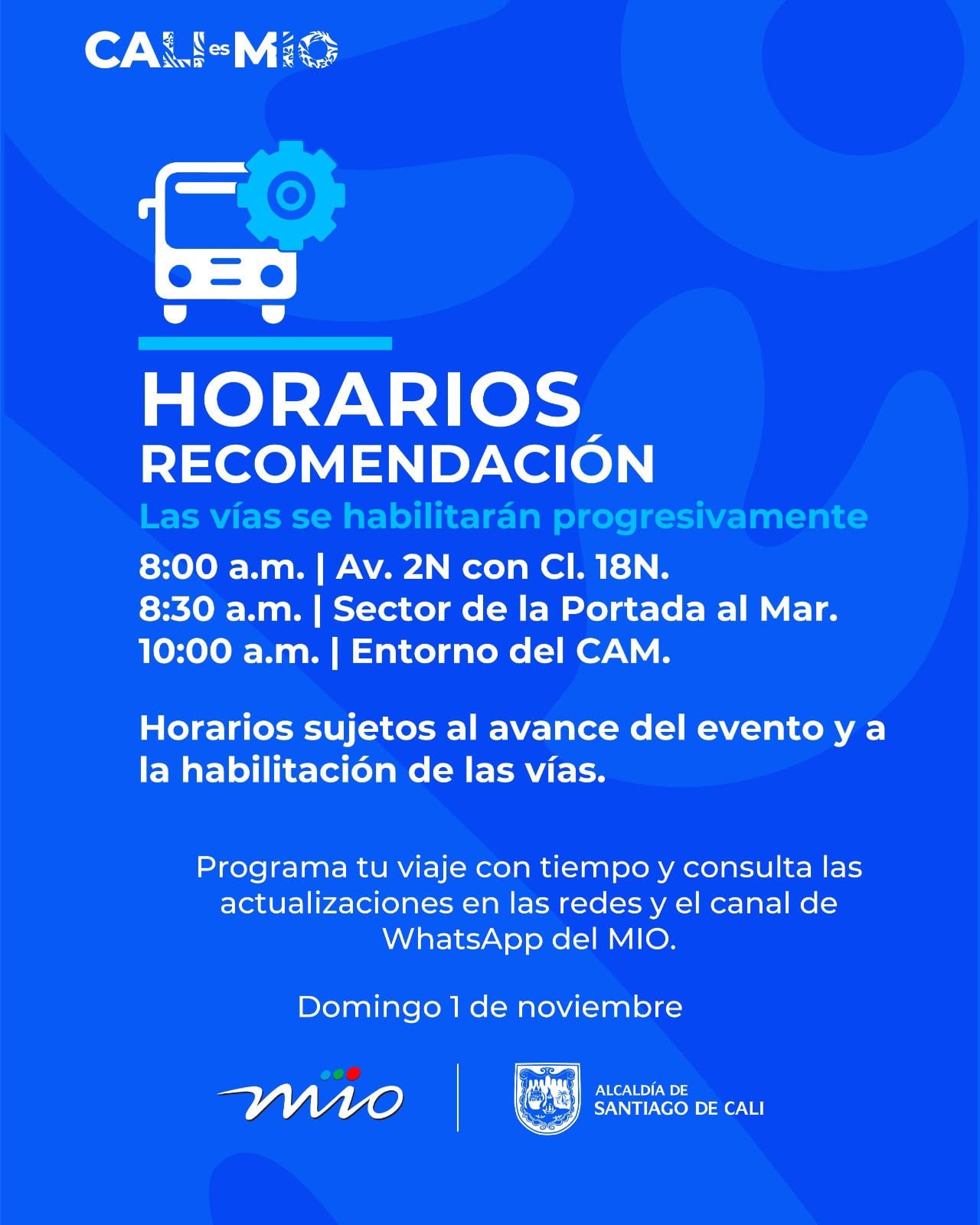 Los horarios de recomendación ante los desvíos de las rutas del MÍO.