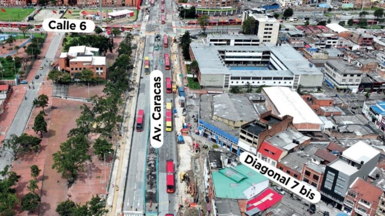 Comienza en firme construcción del viaducto de la Línea 1 del Metro de Bogotá en la avenida Caracas entre las calles 4 y 11.
