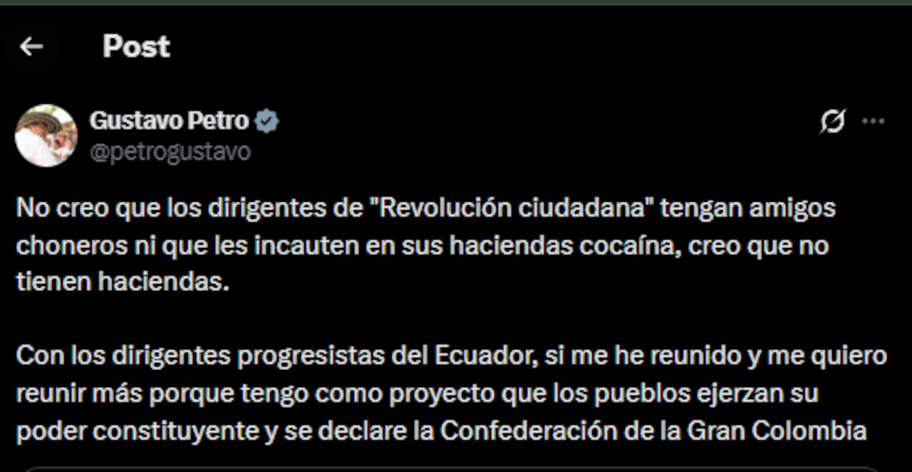 Publicación reciente del presidente, respecto al grupo criminal.