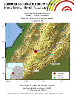 El temblor se registró a pocos kilómetros de Popayán.