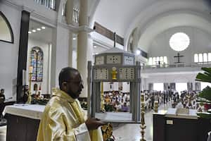 Cali: Conmemoración de los 75 años del Congreso Eucarístico de la parroquia del Santísimo Sacramento El Templete. Foto José L Guzmán El País