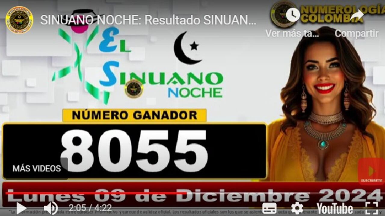 Los resultados del sorteo de la Lotería de Sinuano Noche ya están disponibles. El premio mayor de $1.500 millones fue otorgado al número ganador de este 9 de diciembre.
