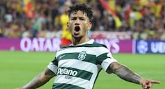 Luis Javier Suárez tras marcar contra el Lens por la Champions League.